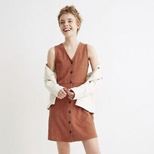 Madewell sleeveless button front mini dress, pinafore dress, afterglow red, XS